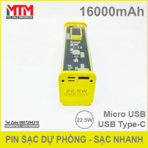 Sạc dự phòng 16000mAh 8 cell 22.5W - sạc nhanh 13