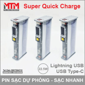 Sạc dự phòng 16000mAh 22.5W - sạc nhanh 2 chiều QC PD 18