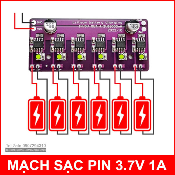 Mạch sạc pin 18650 3.7V 4.2V 1A 6 cell độc lập 4