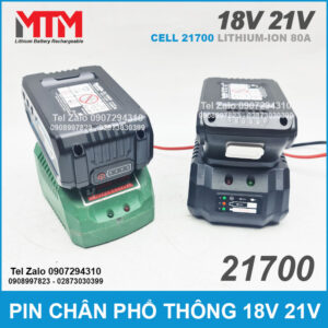 Pin chân phổ thông M21 Makita Hukan Dekton 18V 21V 4.0Ah 5 cell 21700 - mạch 80A 19