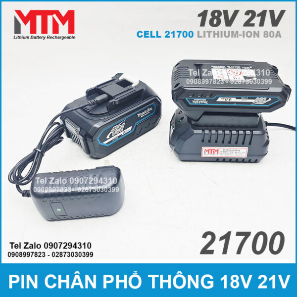 Pin chân phổ thông M21 Makita Hukan Dekton 18V 21V 4.0Ah 5 cell 21700 - mạch 80A 10