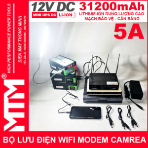 Bộ lưu điện wifi modem camera khóa cửa từ đèn quạt DC USB 9V12V 31200mAh 5A MTM - Mini UPS DC USB 9V 12V 27