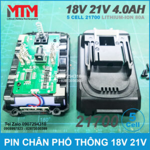 Pin chân phổ thông M21 Makita Hukan Dekton 18V 21V 4.0Ah 5 cell 21700 - mạch 80A 17