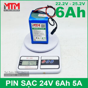 Khối pin 24V 6Ah 6S chịu tải 5A MTM 16