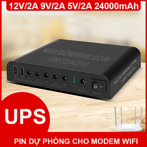 UPS dự phòng modem wifi camera 5V 9V 12V 24000mAh 2