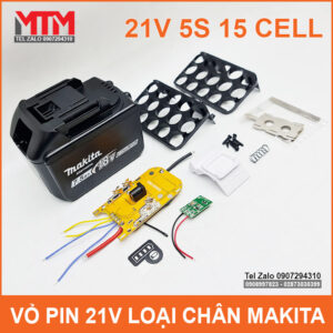 Vỏ pin Makita 18V 21V 15 cell kèm báo pin mạch sạc bảo vệ 80A 19