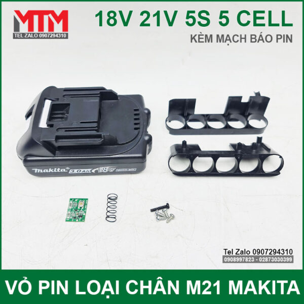 Vỏ pin Makita M21 18V 21V 5 cell kèm báo pin mạch sạc bảo vệ 80A 8