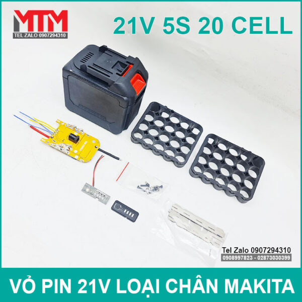 Vỏ pin Makita 18V 21V 20 cell kèm báo pin mạch sạc bảo vệ 80A 3