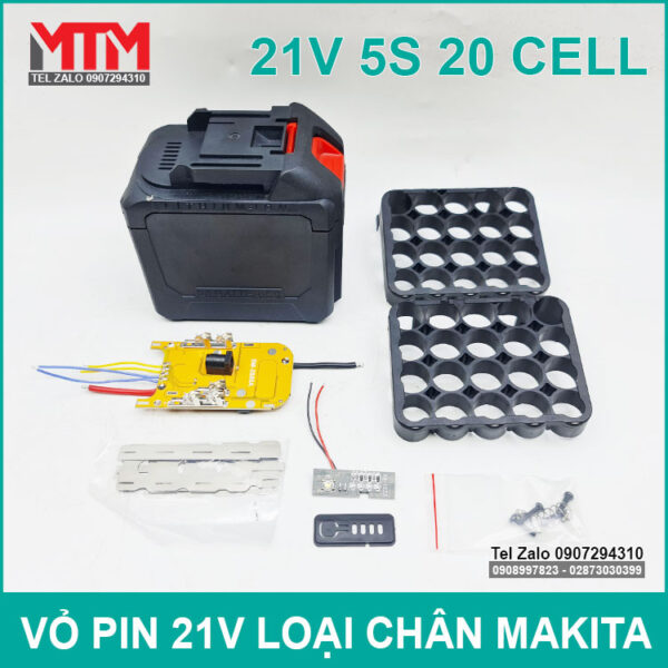 Vỏ pin Makita 18V 21V 20 cell kèm báo pin mạch sạc bảo vệ 80A 2