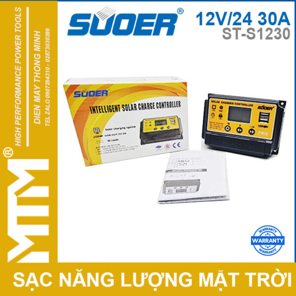 Bộ điều khiển sạc năng lượng mặt trời thông minh 12V24V 30A Suoer ST-S1230 - chính hãng 10