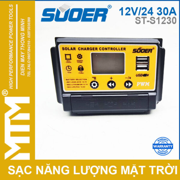 Bộ điều khiển sạc năng lượng mặt trời thông minh 12V24V 30A Suoer ST-S1230 - chính hãng 4