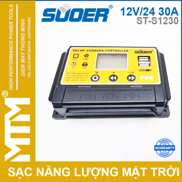 Bộ điều khiển sạc năng lượng mặt trời thông minh 12V24V 30A Suoer ST-S1230 - chính hãng 6