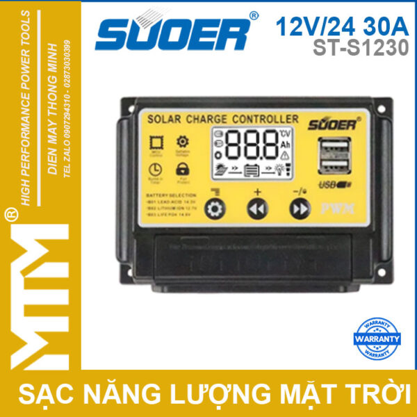 Bộ điều khiển sạc năng lượng mặt trời thông minh 12V24V 30A Suoer ST-S1230 - chính hãng 8