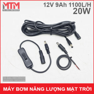 Bộ máy bơm năng lượng mặt trời 12V 20W 9Ah 1100L 15