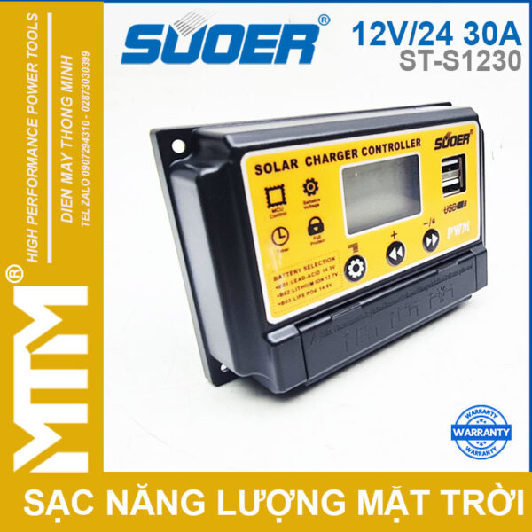 Bộ điều khiển sạc năng lượng mặt trời thông minh 12V24V 30A Suoer ST-S1230 - chính hãng 2