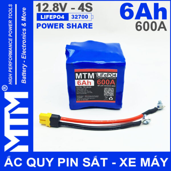 Ac quy pin kich khoi dong xe may 12V 540A 6Ah Jack XT60 MTM