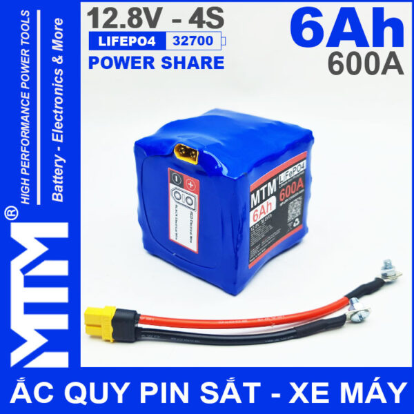 Ac quy pin kich khoi dong xe may 12V 540A 6Ah Jack XT60 MTM cao cap