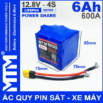 Ac quy pin kich khoi dong xe may 12V 540A 6Ah Jack XT60 MTM kich thuoc