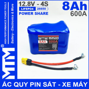 Ac quy pin kich khoi dong xe may 12V 540A 8Ah Jack XT60 MTM