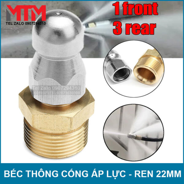 Bec thong cong ap luc cao inox 4 lo ren ngoai 22mm