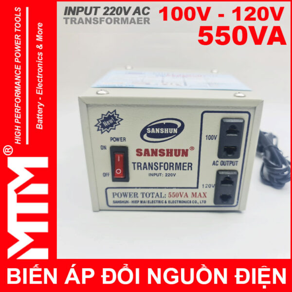 Bien ap 220v ra 110V 550VA Sanshun chinh hang