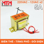 Bien the bien ap tang pho doi dien AC 220V ra 12V 5A chinh hang