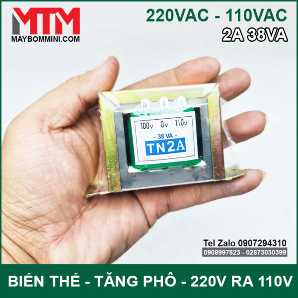 Bien the bien ap tang pho doi dien AC 220V ra110V 2A 38VA