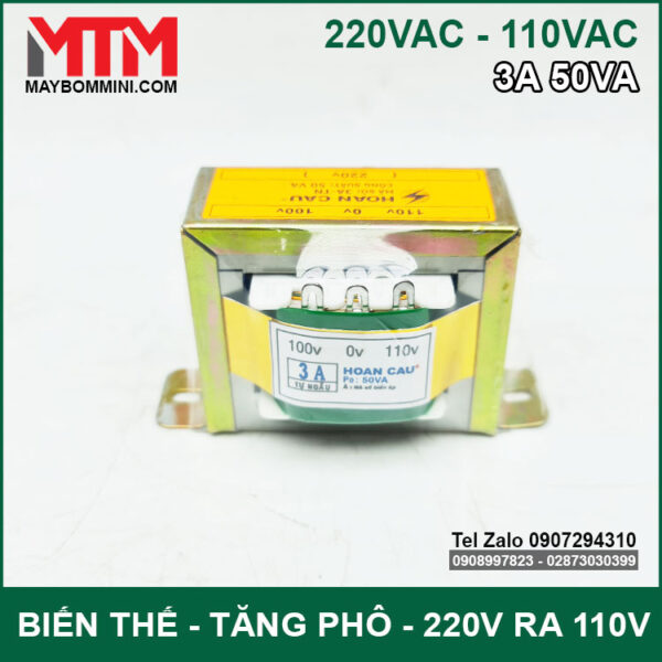Bien the bien ap tang pho doi dien AC 220V ra110V 3A 50VA
