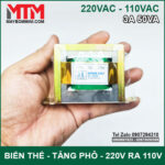 Bien the bien ap tang pho doi dien AC 220V ra110V 3A 50VA tren tay