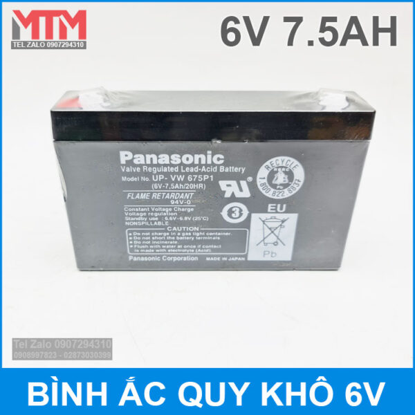 Binh ac quy kho 6V 7500mah Panasonic