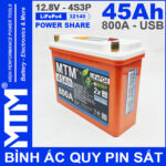 Binh ac quy pin sat 12V 45Ah 4S3P 32140 800A chinh hang gia re
