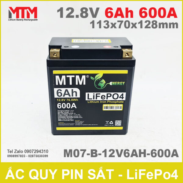 Binh ac quy pin xe may 12V 6Ah 600A M07 B 12V6AH 600A