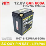 Binh ac quy pin xe may 12V 6Ah 600A M07 B 12V6AH 600A chinh hang