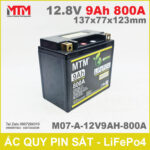 Binh ac quy pin xe may 12V 9Ah 800A M07 A 12V9AH 800A chinh hang gia re