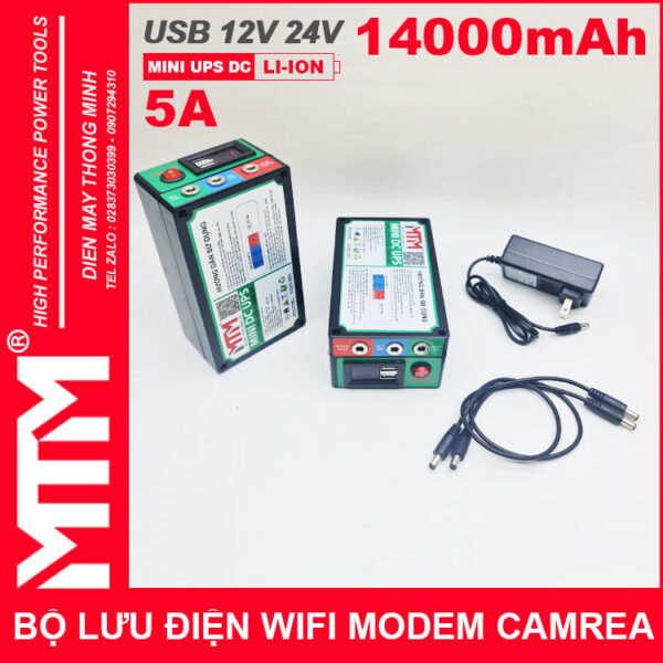 Bo luu dien wifi modem camera 12V 24V 5A 14000mah led bao vont gia re