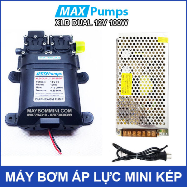 Bo may bom ap luc kep 12v 100w kem nguon dien