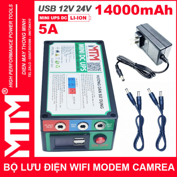 Bo nguon du phong wifi modem camera 12V 24V 5A 14000mah led bao vont chinh hang