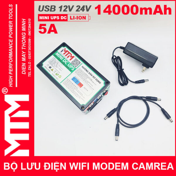 Bo nguon du phong wifi modem camera 12V 24V 5A 14000mah led bao vont chinh hang gia re cao cap