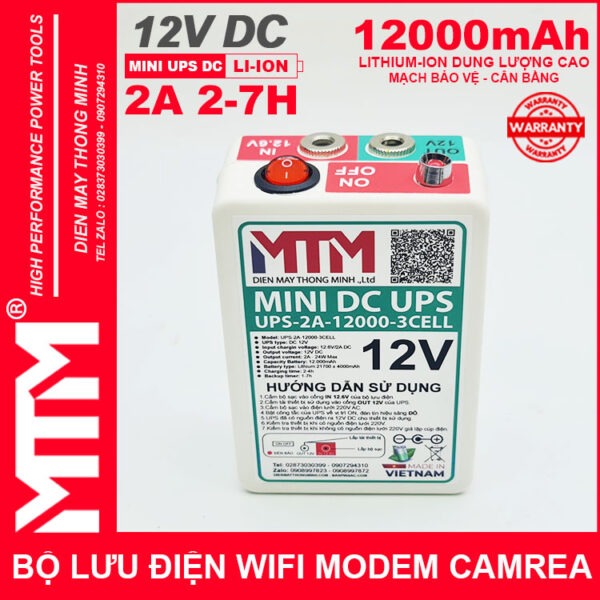 Bo nguon du phong wifi modem camera 12V 2A 12000mah UPS DC 12V gia re