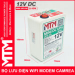 Bo nguon du phong wifi modem camera 12V 2A UPS DC 12V kich thuoc