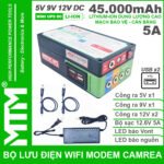Bo nguon du phong wifi modem camera USB 5V 12V 5A 45000mah led bao vont