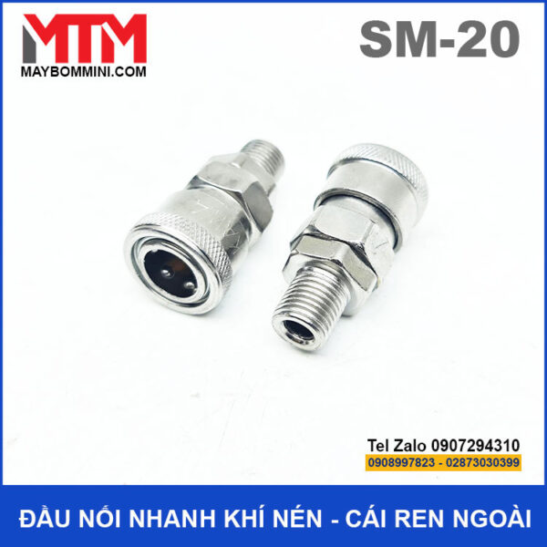 Dau noi nhanh khi nen van bi duoi cai ren ngoai 13mm SM 20