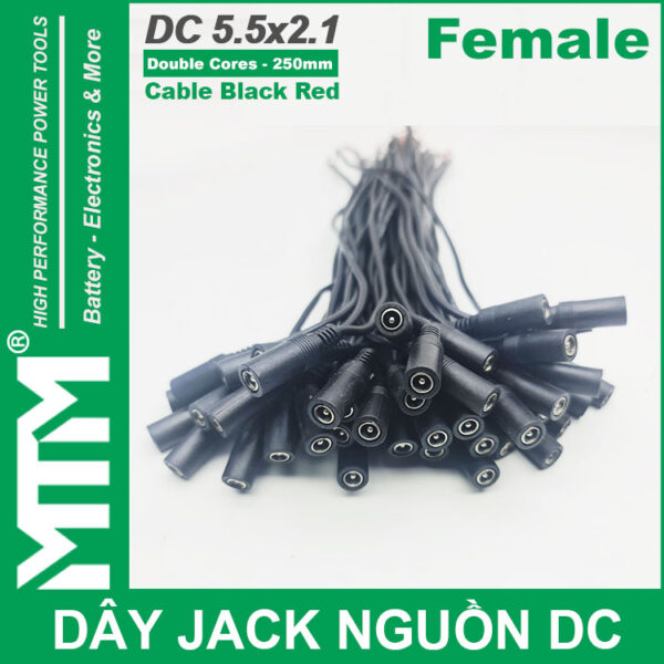Day jack DC 250mm cai Female jack cable adapter plug power supply gia re