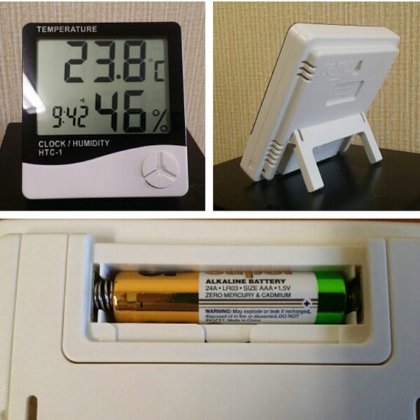 Digital Room LCD Thermometer Electronic Temperature Humidity Meter Hygrometer Weather Station Indoor Alarm Clock HTC 1