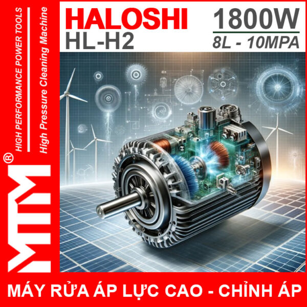 Dong co may rua xe gia dinh mini ap luc cao 220V 1800W 8L 10Mpa Haloshi HL H2 loi dong chinh ap