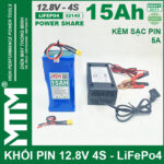 Khoi Pin 12v8 15Ah 30A 4S Mtm cell 32140 kem sac 5A