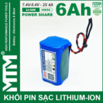 Khoi pin 7V 8V 6Ah 4A 2S2P cell 18650 MTM chinh hang