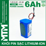Khoi pin 7V 8V 6Ah 4A 2S2P cell 18650 MTM moi