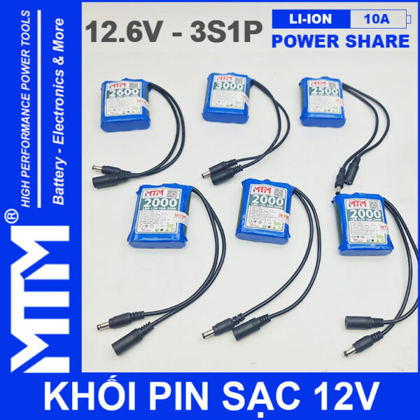 Khoi pin sac 12V 10A 3S1P jack DC MTM