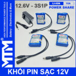 Khoi pin sac 12V 10A 3S1P jack DC MTM sac pin